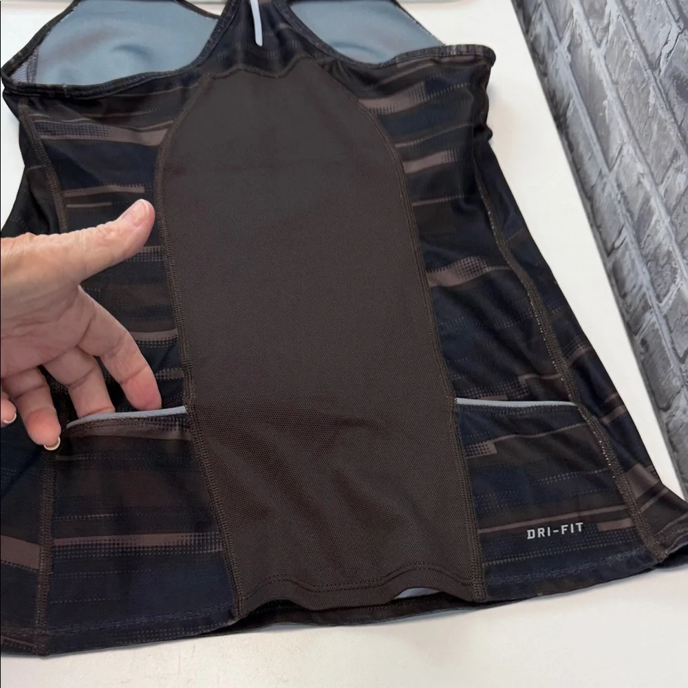 Nike Black and Brown‎ Striped Tank Top